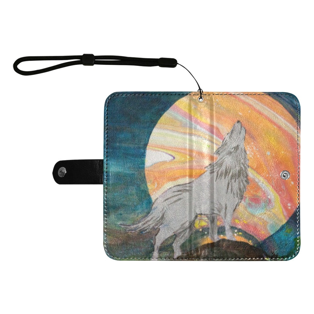 Wolf Moon Flip Leather Purse for Mobile Phone (Large)