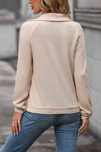 Decorative Button Long Sleeve pull-over